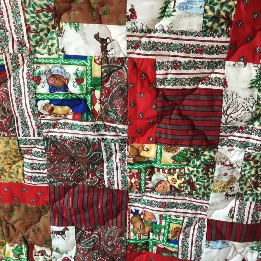 NWT Hand Crafted “Country Home” Christmas Large  Quilt